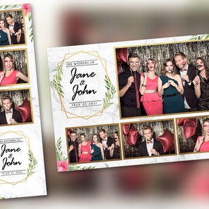 Wedding Photo Booth Template Gold Frames PSD, PNG, Easy 100% Editable Files 4X6 and 2X6