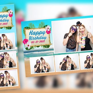 Hawaiian Party Photo Booth Template PSD, PNG, Easy 100% Editable Files 2X6 Free 4X6 Luau