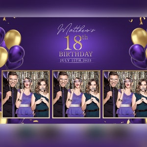 Photo Booth Template Birthday Purple And Gold PSD, PNG, Easy 100% Editable Files 4X6 Salsa Booth