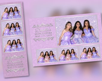 Quinceañera Photo Booth Template Lavender Sliver  PSD, PNG, Easy 100% Editable Files 2X6 Free 4X6