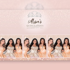 Quinceañera Photo Booth Template Champagne Salsa Booth Square 2   PSD, PNG, Easy 100% Editable Files 2X6 Free 4X6