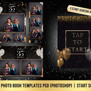 Birthday Black and Gold Photo Booth Package Salsa booth iPad  | PSD (photoshop) | PNG | JPG