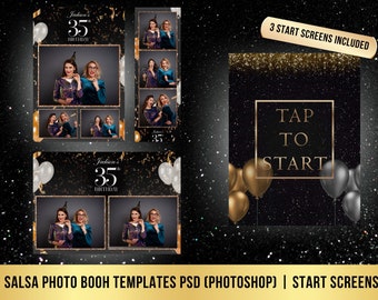 Birthday Black and Gold Photo Booth Package Salsa booth iPad  | PSD (photoshop) | PNG | JPG