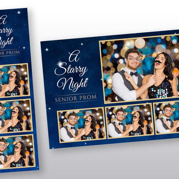 A Starry Night PROM Photo Booth Template  PSD, PNG, Easy 100% Editable Files 2X6 Free 4X6