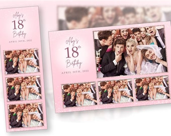18th Birthday Photo Booth Template PSD, PNG, Easy 100% Editable Files 2X6 Free 4X6