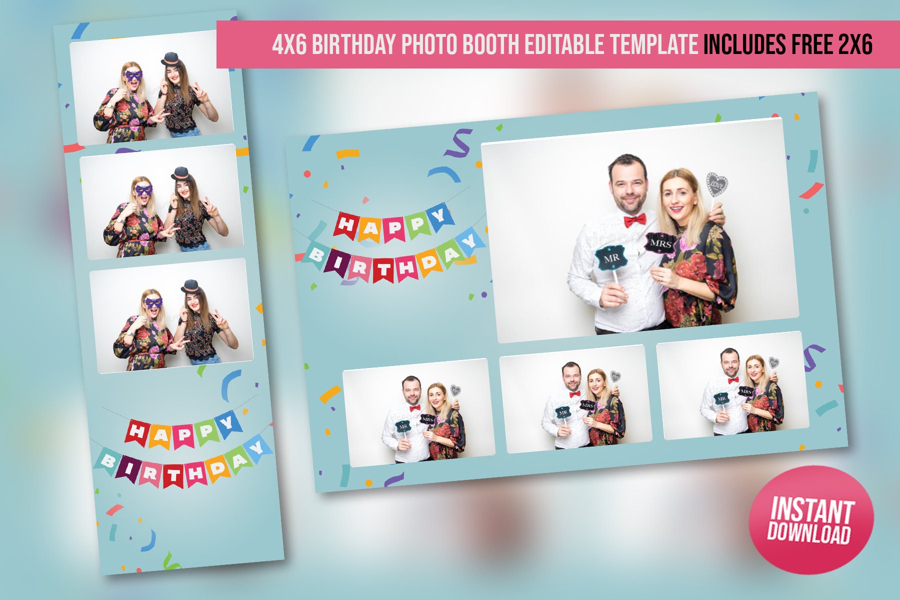 Birthday Photo Booth Template PSD PNG Easy 100 Editable Etsy Birthday Photo Booth Template PSD PNG Easy 100 Editable Etsy