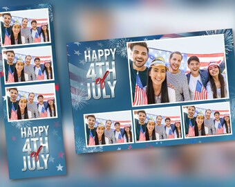 Photo Booth Template Independence | Day 4th Of July  Grand PSD, PNG, Easy 100% Editable Files 2X6 Free 4X6