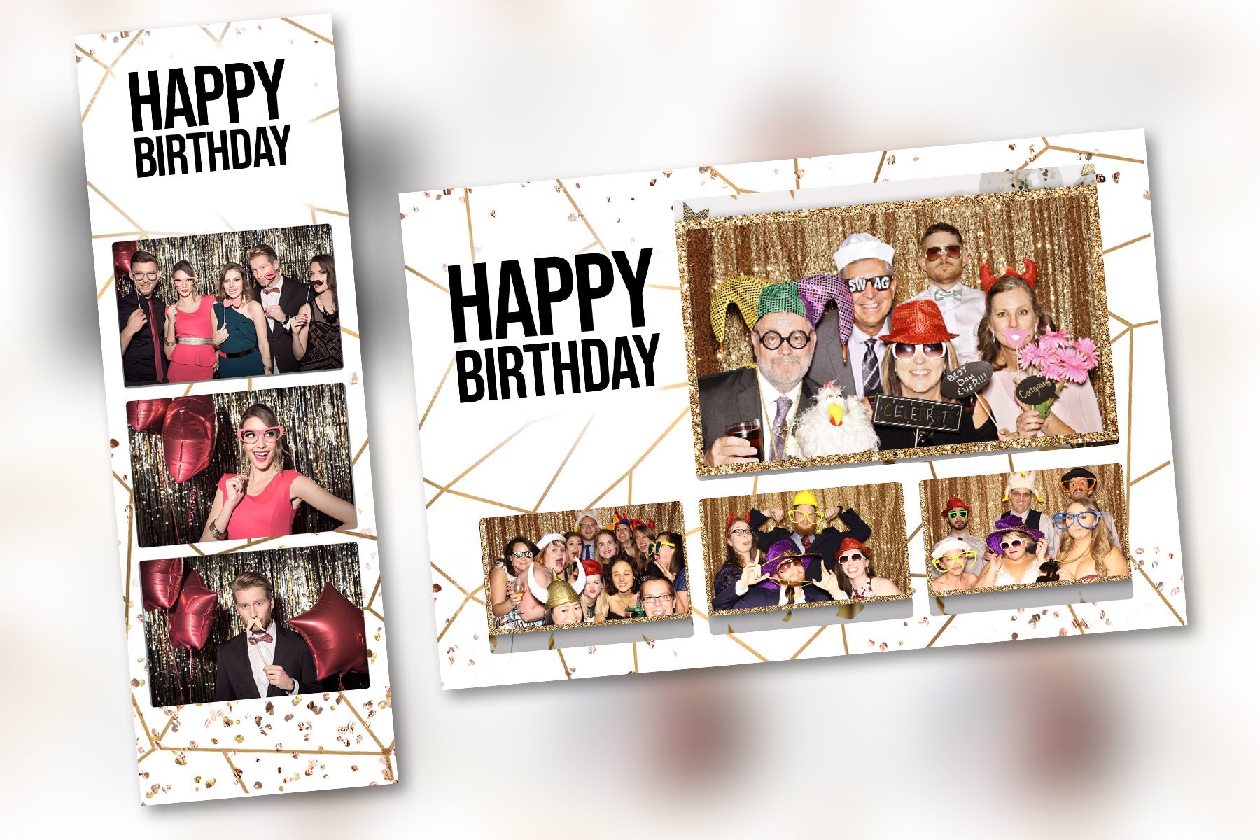 Birthday Photo Booth Geometric Lines Template PSD PNG Easy Etsy Ireland