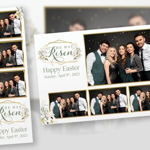 Easter Photo Booth Template  PSD, PNG, Easy 100% Editable Files 4X6 and Free 2X6 Template He Has Risen