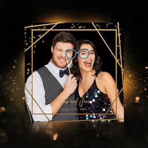 Gold Frame 360 Photo Booth Overlays PSD, PNG, Easy 100% Editable Files