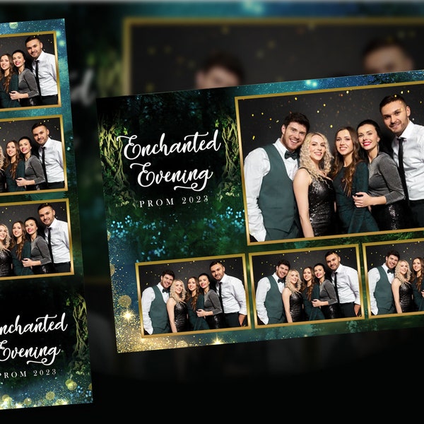Enchanted Forest PROM Photo Booth Template  PSD, PNG, Easy 100% Editable Files 2X6 Free 4X6