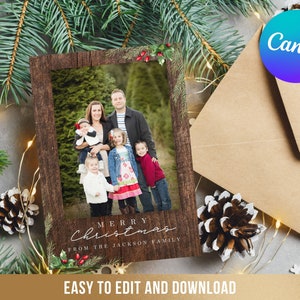 Modello fotografico per cartolina di Natale rustica 5X7 Download istantaneo Canva