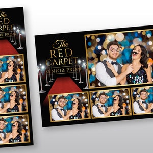 Red Carpet PROM Photo Booth Template  PSD, PNG, Easy 100% Editable Files 2X6 Free 4X6