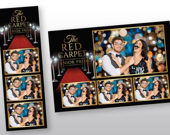 Red Carpet PROM Photo Booth Template  PSD, PNG, Easy 100% Editable Files 2X6 Free 4X6