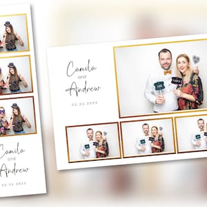 Plantilla elegante y sencilla para fotomatón de bodas en dorado (PSD, PNG, archivos 100 % editables, 4 x 6 y 2 x 6)