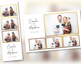 Wedding Photo Booth Template Elegant Simple Gold PSD, PNG, Easy 100% Editable Files 4X6 and 2X6
