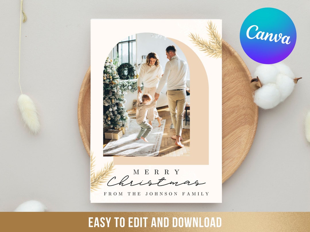Boho Christmas Card Photo Template 5X7 Instant Download Canva - Etsy