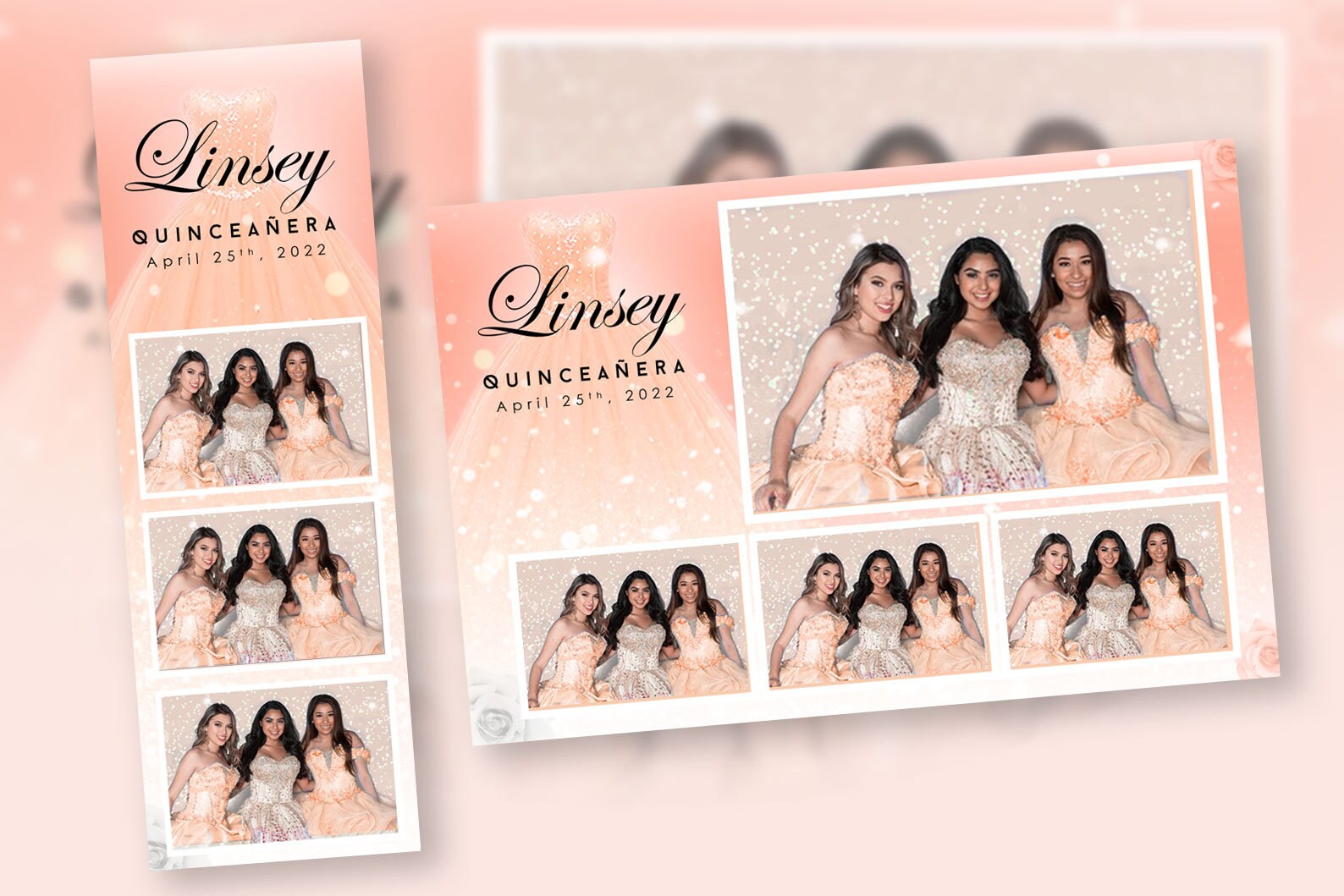 Quinceañera Photo Booth Template Rose Gold PSD, PNG, Easy