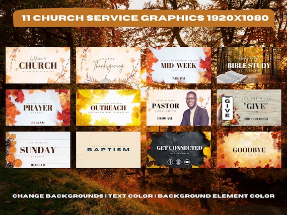 Church Service Media Fall-Thanksgiving 12 Templates 1920 X 1080  Edit with CANVA 100% Editable