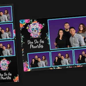 Plantilla para fotomatón del Día de los Muertos en formato PSD, PNG, archivos 100 % editables y fáciles de editar, 2 x 6, 4 x 6 gratis