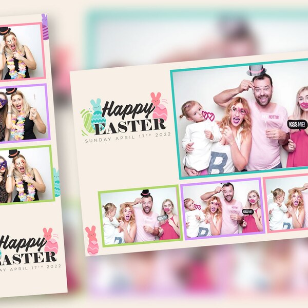 Easter Photo Booth Template  PSD, PNG, Easy 100% Editable Files 4X6 and Free 2X6 Template Peeps