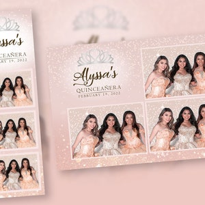 Quinceañera Photo Booth Template Champagne   PSD, PNG, Easy 100% Editable Files 2X6 Free 4X6 3 Windows
