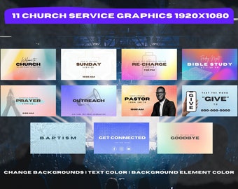 Church Service Media 11 Templates 1920 X 1080 Modern Edit with CANVA 100% Editable