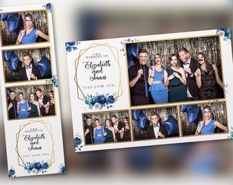 Wedding Photo Booth Template NAVY  PSD, PNG, Easy 100% Editable Files 4X6 and 2X6