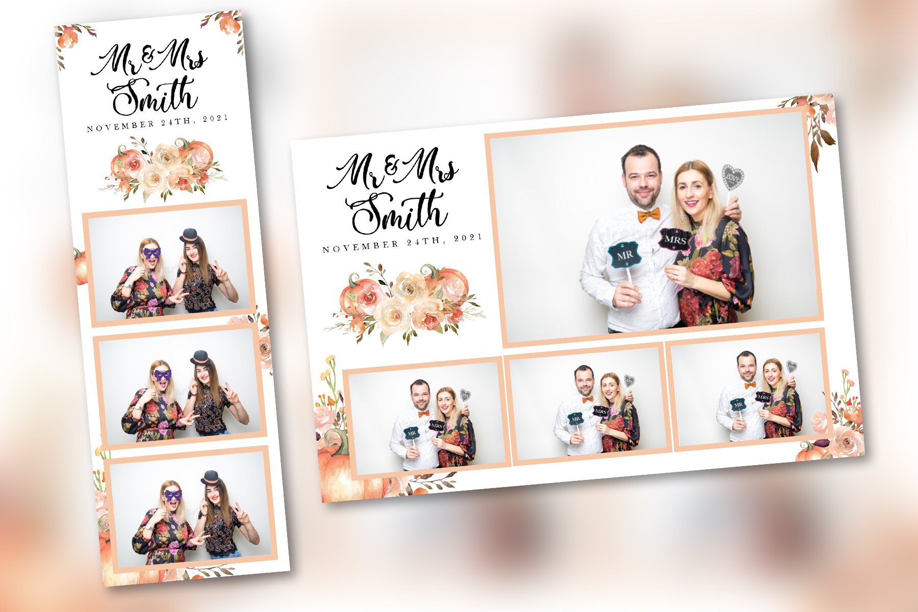 Fall Wedding Photo Booth Template White PSD PNG Easy 100 Etsy