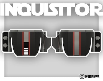 May include: A stylized graphic of a black and gray device with red accents and the word "INQUISITOR" in white block letters above. The device has a rectangular shape with rounded edges and circular details.