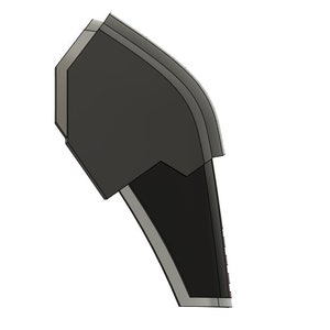 以下が含まれることがあります： 黒と銀の3Dプリントされたロボットアームのモデル。セグメント化されたデザインと尖った先端が特徴です。