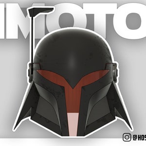 Puede incluir: Una pegatina de casco negro y rojo con la palabra "INOTO" en letras blancas. El casco tiene un diseño distintivo con una visera roja y un acabado negro. La pegatina también incluye un identificador de redes sociales en la esquina inferior derecha.