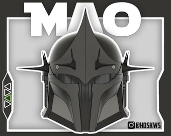 May include: A digitally rendered, gray helmet design with sharp, angular features. The word "MAO" is displayed in white block letters above the helmet. The Instagram handle "@HOSKWS" is visible in the lower right corner.