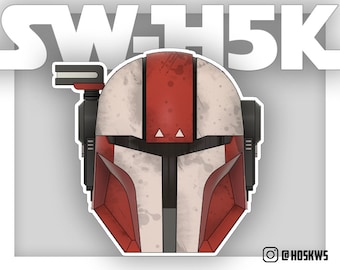 May include: A red and white helmet with a visor and a small antenna on top. The helmet has a weathered look with white paint splatters on the red surface.