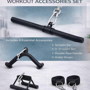 Tonal Compatible Workout Accessories Set: Steel Bars, Ankle Straps, Ab Crunch Harness