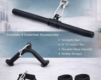 Tonal Compatible Workout Accessories Set: Steel Bars, Ankle Straps, Ab Crunch Harness