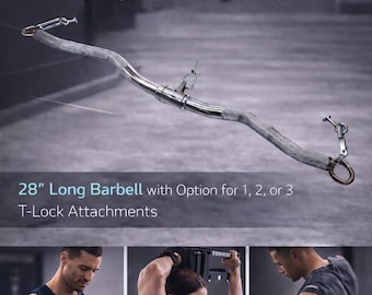 Tonal Compatible EZ Curl Barbell: 28 inch Steel Bar with T-lock Adapter