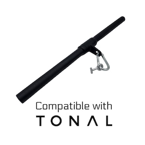 Tonal Compatible Short Straight Bar with Special Tonal T-lock Adapter for Custom Bicep, Tricep and Arms Workouts on Tonal (Black)