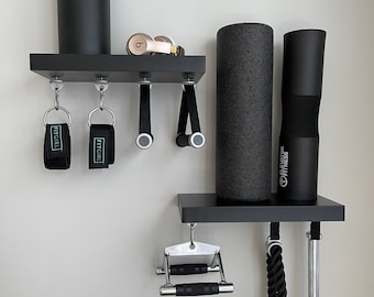 Tonal Compatible 16 inch Floating Shelf for Tonal Gym Accessories with 4 Fittings and 2 Color Options to hang all your Tonal Gear