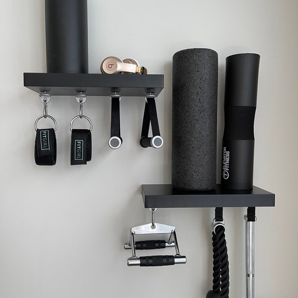 Tonal Compatible 16 inch Floating Shelf for Tonal Gym Accessories with 4 Fittings and 2 Color Options to hang all your Tonal Gear
