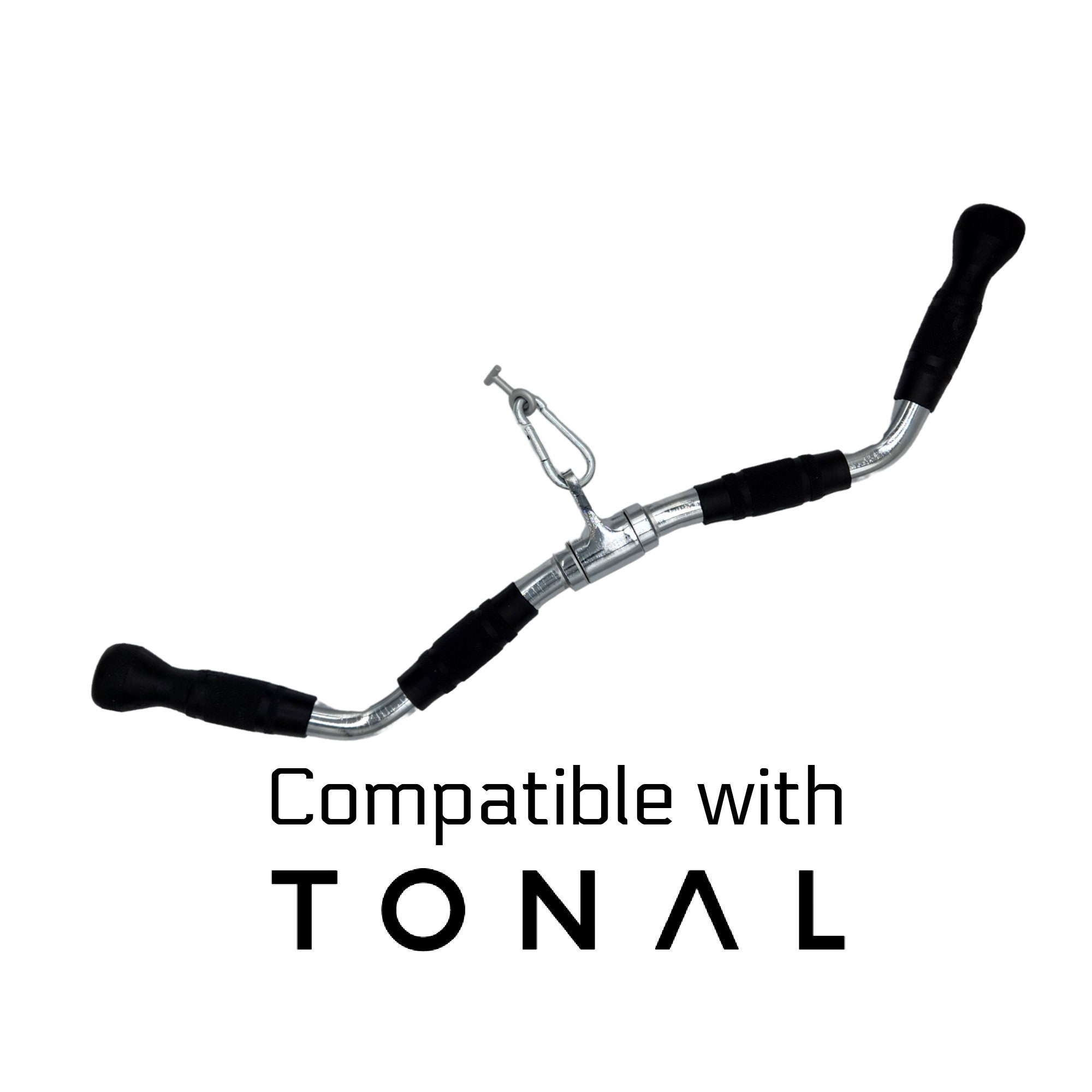 Tonal Compatible EZ Curl Barbell With Special Tonal T-lock Adapter and  Comfortable Rubber Handgrips 28 Long With Single Center Attachment 