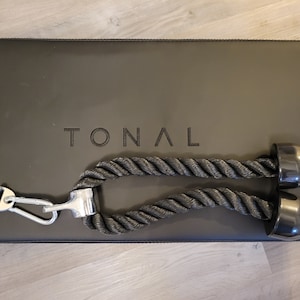 Tonal Compatible Tricep Rope with Special Tonal T-lock Adapter for Custom Bicep, Tricep, Arms and Core Workout | Ergonomic Flat Surface Grip