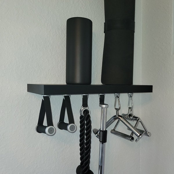 Tonal Compatible 24 inch Floating Shelf for Tonal Gym Accessories with 6 Fittings and 4 Color Options to hang Tonal Gear (Long Version)