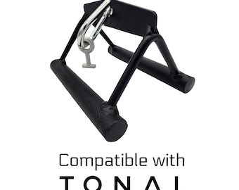 Tonal Compatible Double D Pulldown Handle: Steel with Knurled Grip & T-Lock Adapter