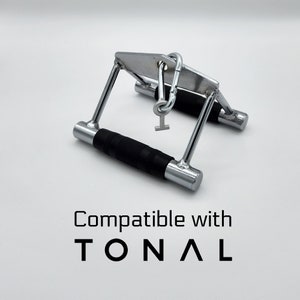 Tonal Compatible Double D Pulldown Handle with Special Tonal T-lock Adapter and Comfortable Rubber Grips for Custom Workouts on Tonal