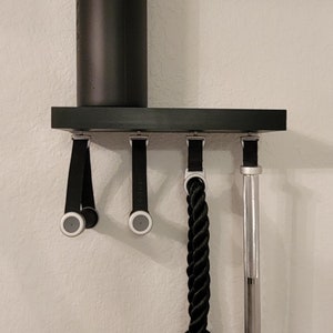 BLACK - Tonal Compatible 15 inch Floating Shelf for Tonal Gym Accessories with 4 Fittings to hang Tonal Gear (Short Version)