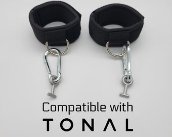 Tonal Compatible Ankle Straps (set of 2) with Special Tonal T-lock Adapter | Ankle Strap Accessory for Custom Tonal Legs Workout