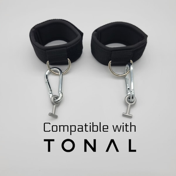 Tonal Compatible Ankle Straps (set of 2) with Special Tonal T-lock Adapter | Ankle Strap Accessory for Custom Tonal Legs Workout