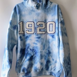 Patch only* Zeta Phi Beta. Sorority. Tie dye hoodie. 1920 Sweatshirt. Blue and white.