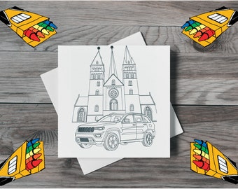 Printable Coloring book pages | Cars coloring pages | 3 different designs | Adult or child coloring print from home | Custom Coloring book